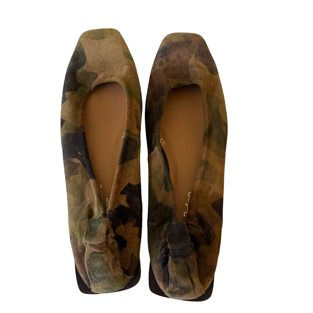 Pedro Anton Camo Suede Ballet Flats in Olive Green and Brown